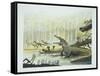 Rutiodon with Fabrosaurus in the Background, Triassic Period-null-Framed Stretched Canvas