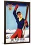 Rutland, Vermont - Flexible Flyer Pin-Up Skiing Girl Promotional Poster-Lantern Press-Framed Art Print