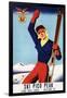 Rutland, Vermont - Flexible Flyer Pin-Up Skiing Girl Promotional Poster-Lantern Press-Framed Art Print