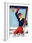 Rutland, Vermont - Flexible Flyer Pin-Up Skiing Girl Promotional Poster-Lantern Press-Framed Art Print