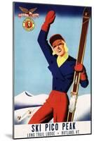 Rutland, Vermont - Flexible Flyer Pin-Up Skiing Girl Promotional Poster-Lantern Press-Mounted Art Print