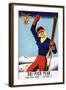 Rutland, Vermont - Flexible Flyer Pin-Up Skiing Girl Promotional Poster-Lantern Press-Framed Art Print