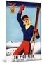 Rutland, Vermont - Flexible Flyer Pin-Up Skiing Girl Promotional Poster-Lantern Press-Mounted Art Print
