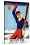 Rutland, Vermont - Flexible Flyer Pin-Up Skiing Girl Promotional Poster-Lantern Press-Stretched Canvas