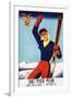 Rutland, Vermont - Flexible Flyer Pin-Up Skiing Girl Promotional Poster-Lantern Press-Framed Art Print