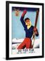 Rutland, Vermont - Flexible Flyer Pin-Up Skiing Girl Promotional Poster-Lantern Press-Framed Art Print