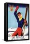 Rutland, Vermont - Flexible Flyer Pin-Up Skiing Girl Promotional Poster-Lantern Press-Framed Stretched Canvas