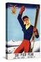 Rutland, Vermont - Flexible Flyer Pin-Up Skiing Girl Promotional Poster-Lantern Press-Stretched Canvas