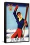 Rutland, Vermont - Flexible Flyer Pin-Up Skiing Girl Promotional Poster-Lantern Press-Framed Stretched Canvas