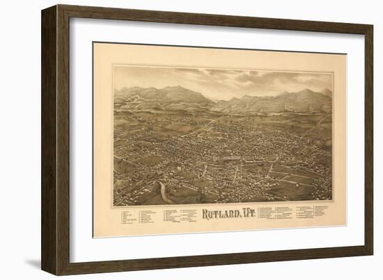 Rutland, Vermont - Panoramic Map-Lantern Press-Framed Art Print