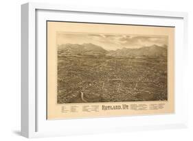 Rutland, Vermont - Panoramic Map-Lantern Press-Framed Art Print