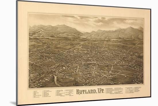 Rutland, Vermont - Panoramic Map-Lantern Press-Mounted Art Print
