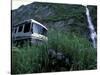 RV and Bridal Veil Falls in Keystone Canyon, Valdez, Alaska, USA-Paul Souders-Stretched Canvas