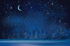 Vector Winter Wonderland Night Background.-rvika-Art Print