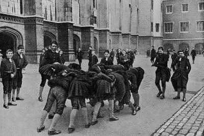 An exciting game: pupils of Christ's Hospital school, City of London, c1900