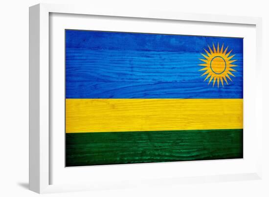 Rwanda Flag Design with Wood Patterning - Flags of the World Series-Philippe Hugonnard-Framed Art Print
