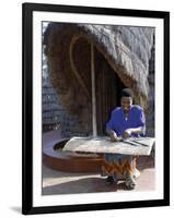 Rwandan Girl Makes Finely Decorated Screen to Partition the Interior of Traditional Thatched House-Nigel Pavitt-Framed Photographic Print