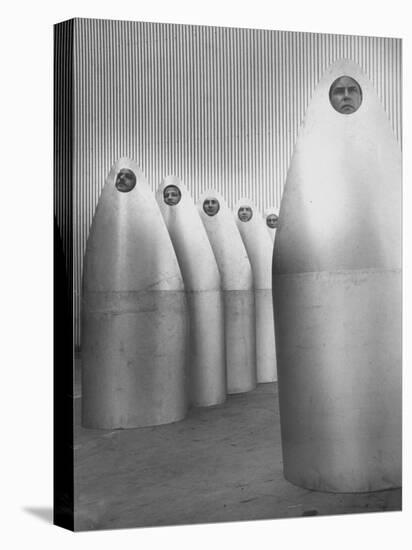 Ryan Aeronautical Workers Inside Steel Shells for Exhaust of Douglas C-133 Military Transport Plane-Ralph Crane-Stretched Canvas