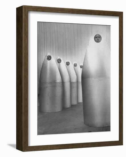 Ryan Aeronautical Workers Inside Steel Shells for Exhaust of Douglas C-133 Military Transport Plane-Ralph Crane-Framed Photographic Print