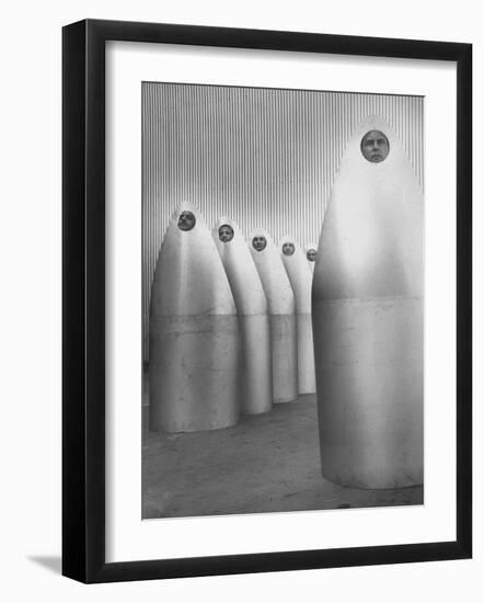 Ryan Aeronautical Workers Inside Steel Shells for Exhaust of Douglas C-133 Military Transport Plane-Ralph Crane-Framed Photographic Print