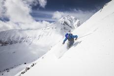 Male Skier Above The Pinnacles With Lone Peak In The Background Big Sky Resort, Montana-Ryan Krueger-Photographic Print