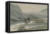 Rydal Water with the Grasmere Hills, 1786 (Pencil with Pen & Ink and W/C on Paper)-Francis Towne-Framed Stretched Canvas