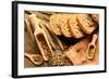 Rye Spikelets and Bread on Wooden Background-haveseen-Framed Photographic Print