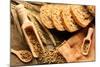 Rye Spikelets and Bread on Wooden Background-haveseen-Mounted Photographic Print