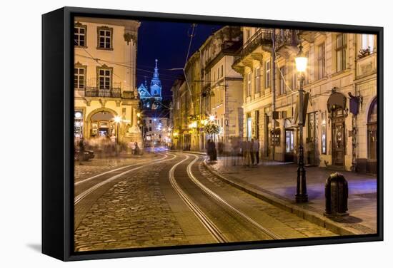 Rynok Square in Lviv at Night-bloodua-Framed Stretched Canvas