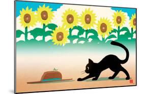 Ryo Takagi Cat and Hat Sunflowers-null-Mounted Poster