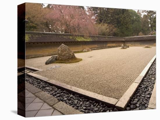 Ryoanji Temple, Dry Stone Garden and Blossom, Kyoto City, Honshu Island, Japan-Christian Kober-Stretched Canvas