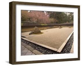 Ryoanji Temple, Dry Stone Garden and Blossom, Kyoto City, Honshu Island, Japan-Christian Kober-Framed Photographic Print