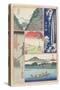 Ryoben-Zan Fall, Ferry Boat at Tamura, Morning Fog at Oyama Shrine, Mountain and Valley-Utagawa Hiroshige-Stretched Canvas