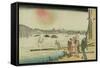 Ryogoku Yusuzumi (Evening cool at Ryogoku)-Katsushika Hokusai-Framed Stretched Canvas