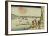 Ryogoku Yusuzumi (Evening cool at Ryogoku)-Katsushika Hokusai-Framed Giclee Print