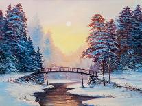 Winter Landscape with the River.Original Oil Painting.-S-BELOV-Framed Art Print