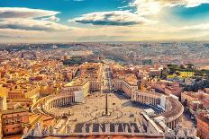 Night View at St. Peter's Cathedral in Rome, Italy-S Borisov-Photographic Print