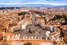 Rome, Italy. Famous Saint Peter's Square in Vatican and Aerial View of the City.-S-F-Photographic Print