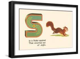 S is a Frisky Squirrel-null-Framed Art Print