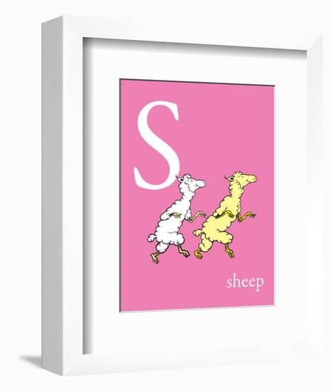 S is for Sheep (pink)-Theodor (Dr. Seuss) Geisel-Framed Art Print