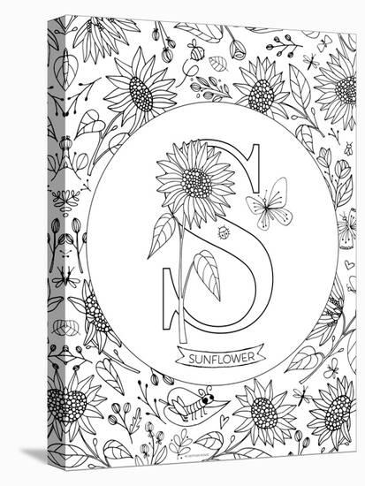 S is for Sunflower-Heather Rosas-Stretched Canvas