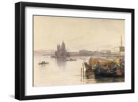 S. Maria della Salute & the Doge's Palace from across the Bacino at Sunset-Edward Lear-Framed Giclee Print