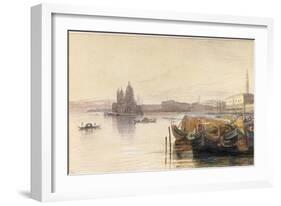 S. Maria della Salute & the Doge's Palace from across the Bacino at Sunset-Edward Lear-Framed Giclee Print