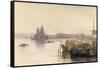 S. Maria della Salute & the Doge's Palace from across the Bacino at Sunset-Edward Lear-Framed Stretched Canvas