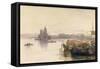 S. Maria della Salute & the Doge's Palace from across the Bacino at Sunset-Edward Lear-Framed Stretched Canvas