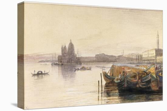 S. Maria della Salute & the Doge's Palace from across the Bacino at Sunset-Edward Lear-Stretched Canvas