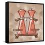 S&P coral & brown-Larry Hunter-Framed Stretched Canvas