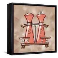 S&P coral & brown-Larry Hunter-Framed Stretched Canvas