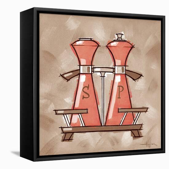 S&P coral & brown-Larry Hunter-Framed Stretched Canvas