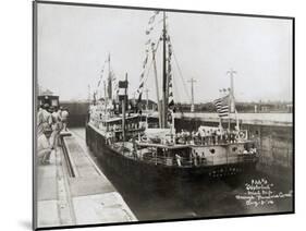 S.S. Cristobal Entering Lock on Trial Trip Through Panama Canal-null-Mounted Photographic Print